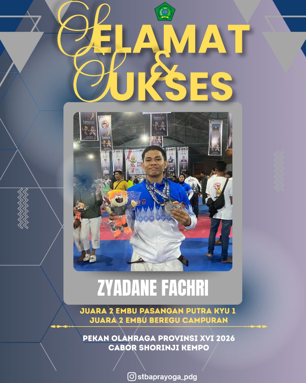 Mahasiswa STBA Prayoga Padang Raih Dua Gelar Juara pada PORPROV XVI 2026 Cabang Shorinji Kempo